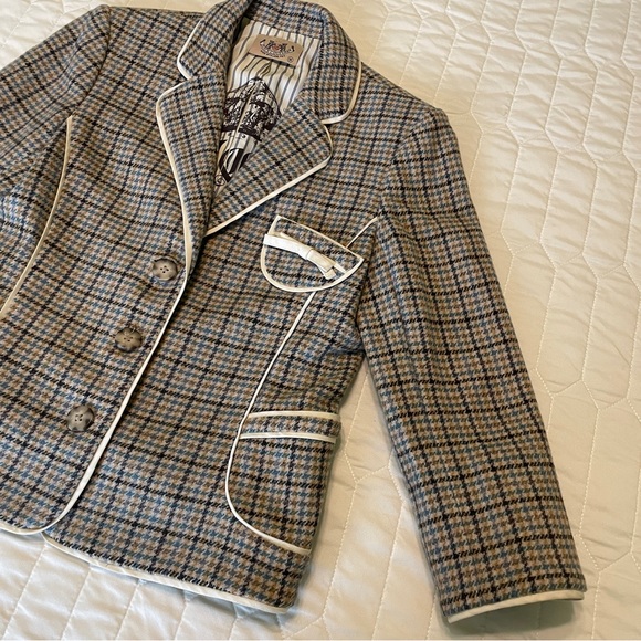 Vintage Juicy Couture 100% Wool Plaid Blazer Jacket - Picture 3 of 11